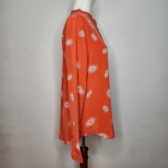 NWT Equipment Ava Clean with Contrast Silk Blouse in Spicy Orange Size‎ Medium - Picture 4 of 13